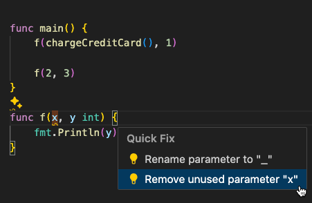 The parameter x is unused
